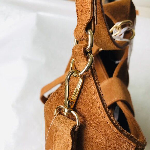 Viola Castellani  Double Compartment Suede  Turn Lock  Shoulder /Crossbody  Bag - Picture 9 of 12